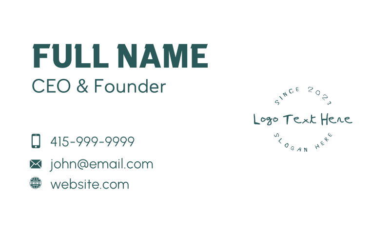 Unique Freestyle Wordmark Business Card